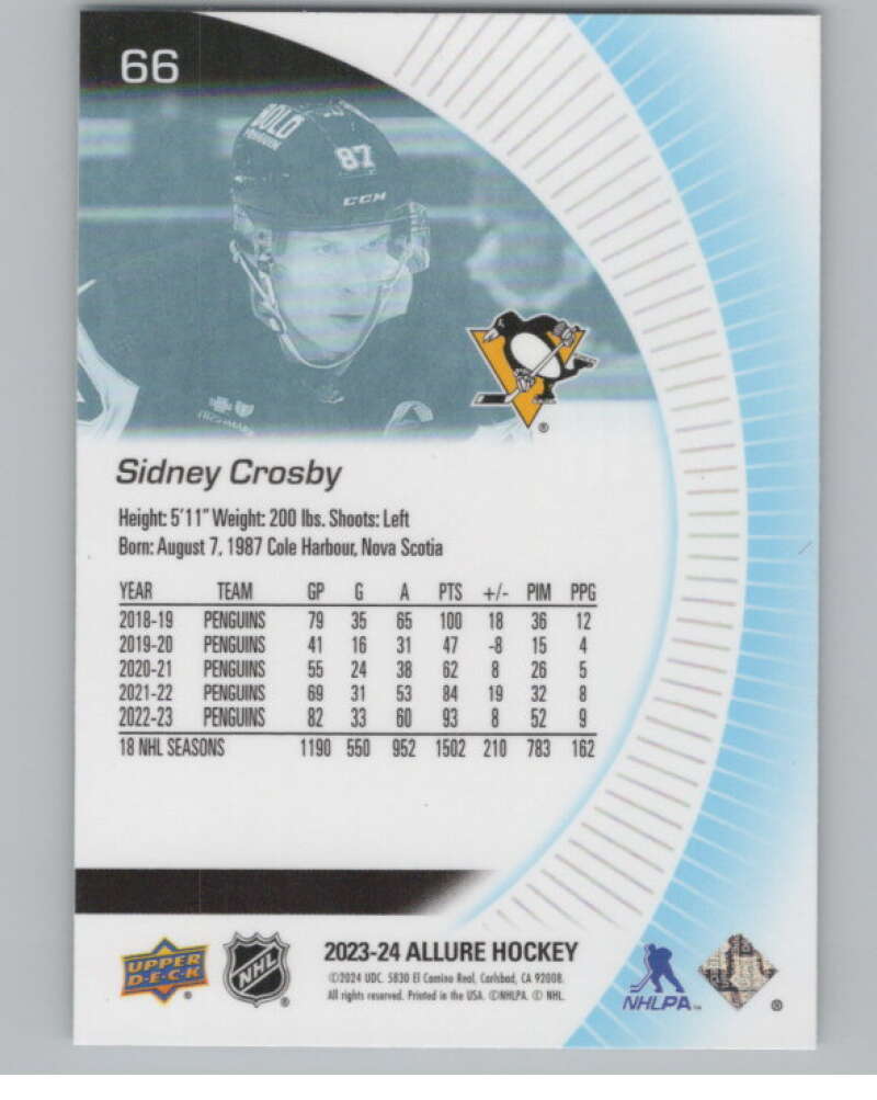 2023-24 Upper Deck Allure #66 Sidney Crosby  Pittsburgh Penguins  V100328 Image 2