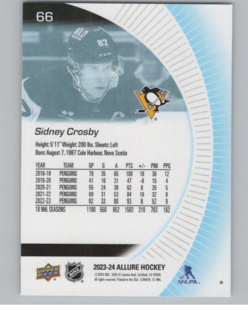 2023-24 Upper Deck Allure #66 Sidney Crosby  Pittsburgh Penguins  V100331 Image 2