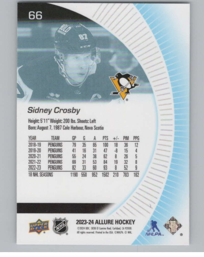 2023-24 Upper Deck Allure #66 Sidney Crosby  Pittsburgh Penguins  V100335 Image 2