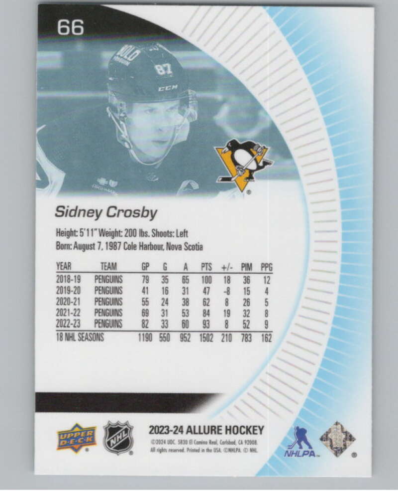 2023-24 Upper Deck Allure #66 Sidney Crosby  Pittsburgh Penguins  V100336 Image 2