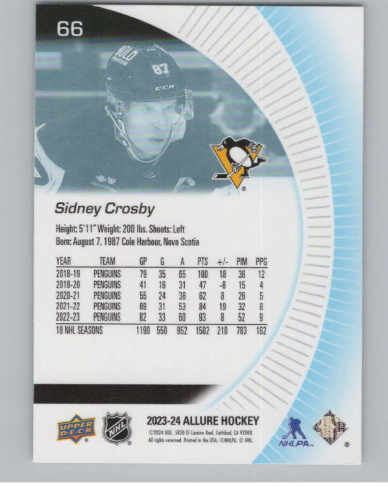 2023-24 Upper Deck Allure #66 Sidney Crosby  Pittsburgh Penguins  V100337 Image 2