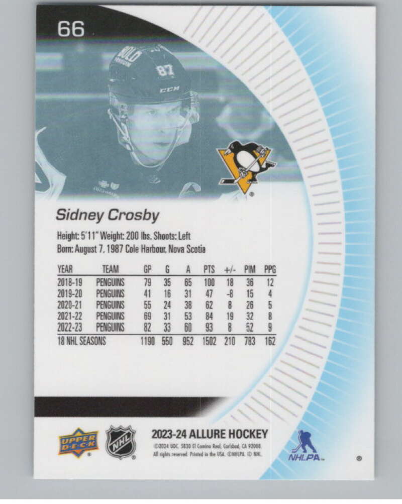 2023-24 Upper Deck Allure #66 Sidney Crosby  Pittsburgh Penguins  V100340 Image 2