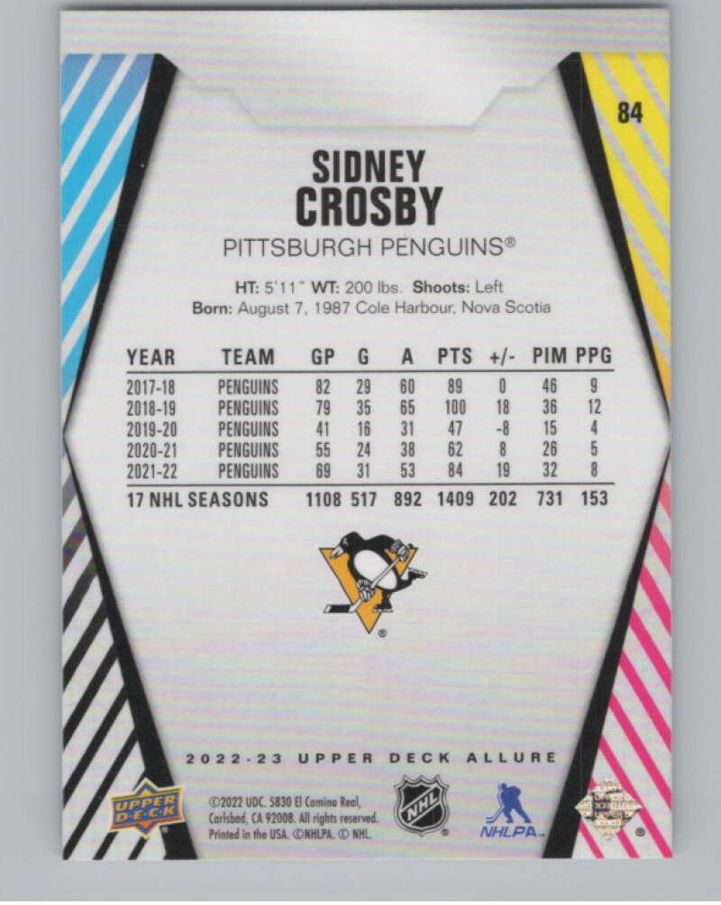 2022-23 Upper Deck Allure #84 Sidney Crosby  Pittsburgh Penguins  V100392 Image 2