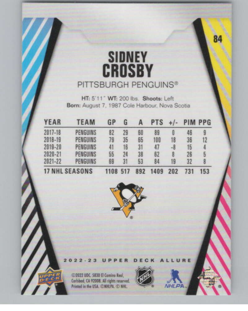 2022-23 Upper Deck Allure #84 Sidney Crosby  Pittsburgh Penguins  V100393 Image 2