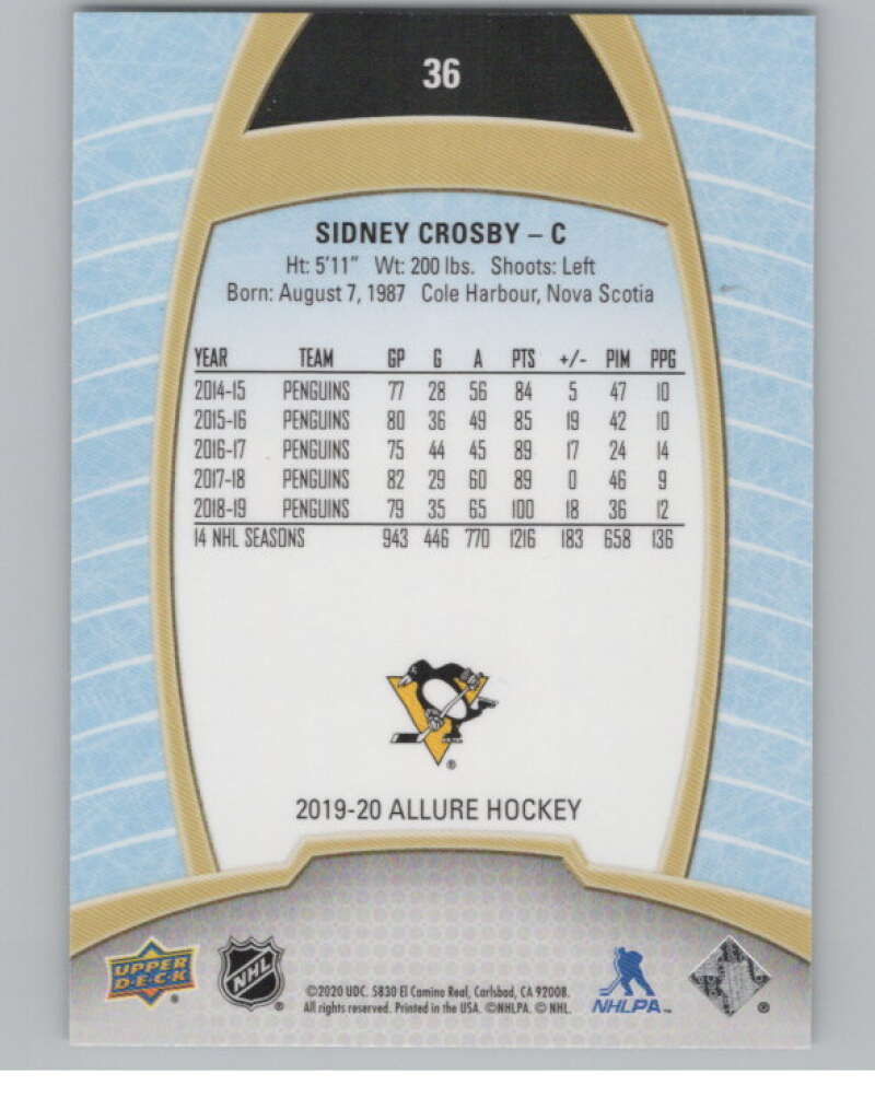 2019-20 Upper Deck Allure #36 Sidney Crosby  Pittsburgh Penguins  V100395 Image 2