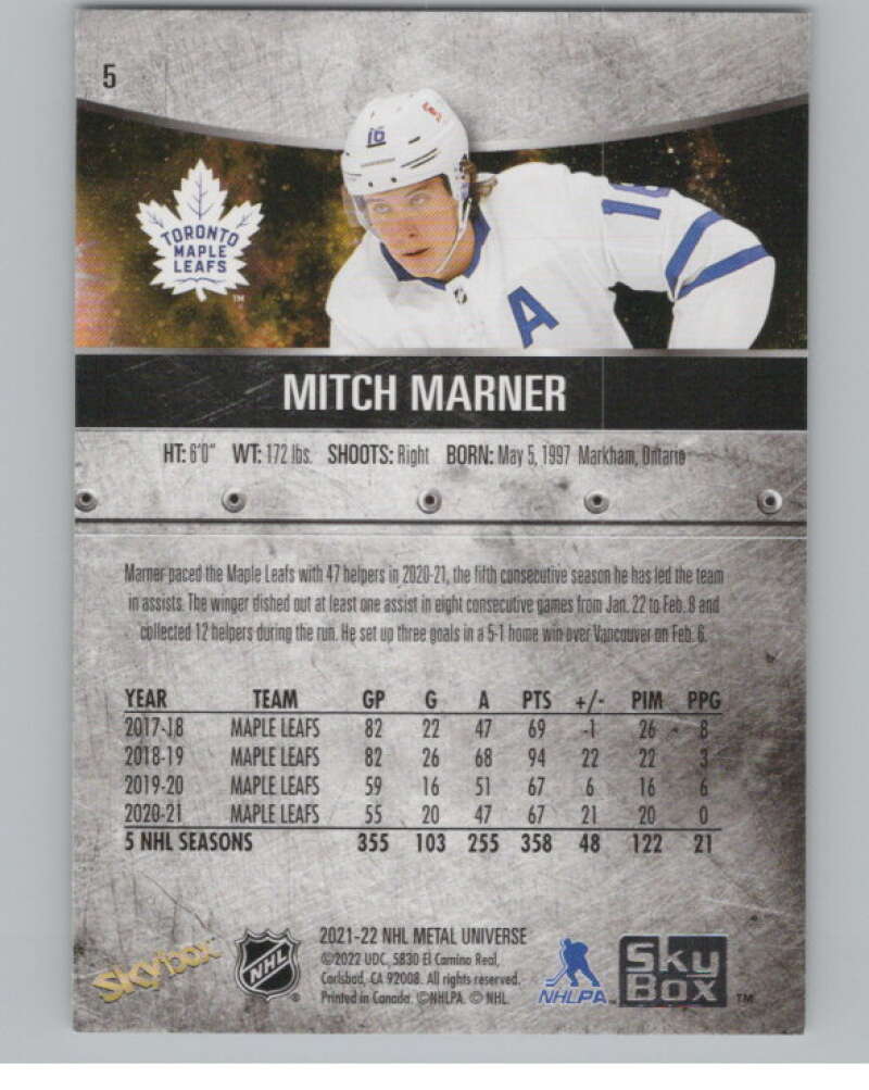 2021-22 Skybox Metal Universe #25 Auston Matthews  Toronto Maple Leafs  V100563 Image 2