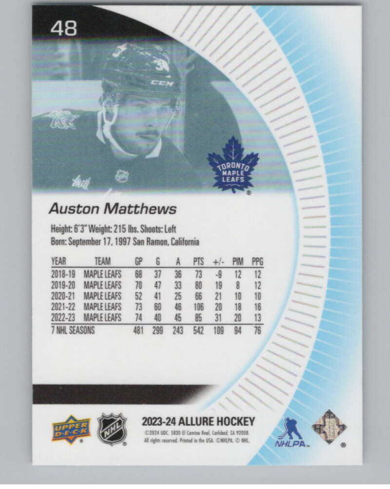 2023-24 Upper Deck Allure #48 Auston Matthews  Toronto Maple Leafs  V100613 Image 2
