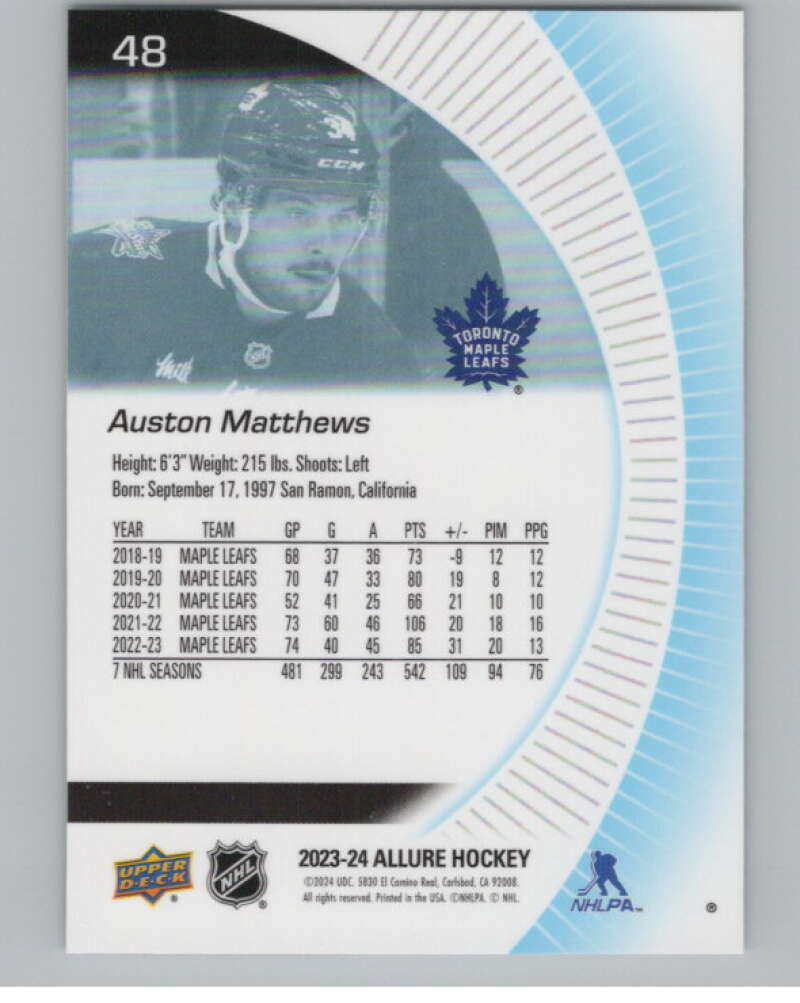 2023-24 Upper Deck Allure #48 Auston Matthews  Toronto Maple Leafs  V100615 Image 2