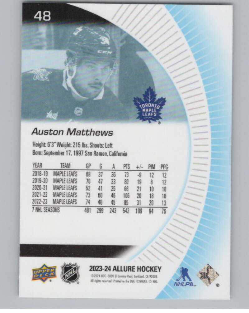 2023-24 Upper Deck Allure #48 Auston Matthews  Toronto Maple Leafs  V100617 Image 2
