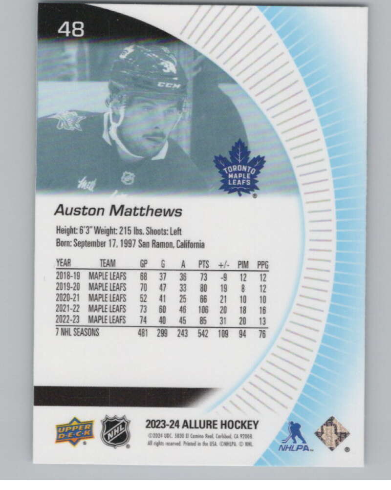 2023-24 Upper Deck Allure #48 Auston Matthews  Toronto Maple Leafs  V100618 Image 2