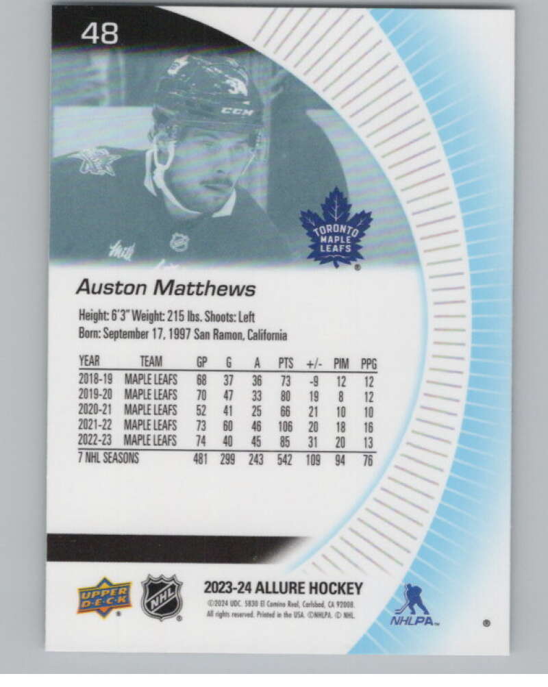 2023-24 Upper Deck Allure #48 Auston Matthews  Toronto Maple Leafs  V100620 Image 2