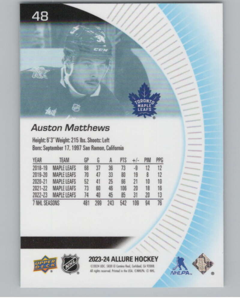 2023-24 Upper Deck Allure #48 Auston Matthews  Toronto Maple Leafs  V100622 Image 2