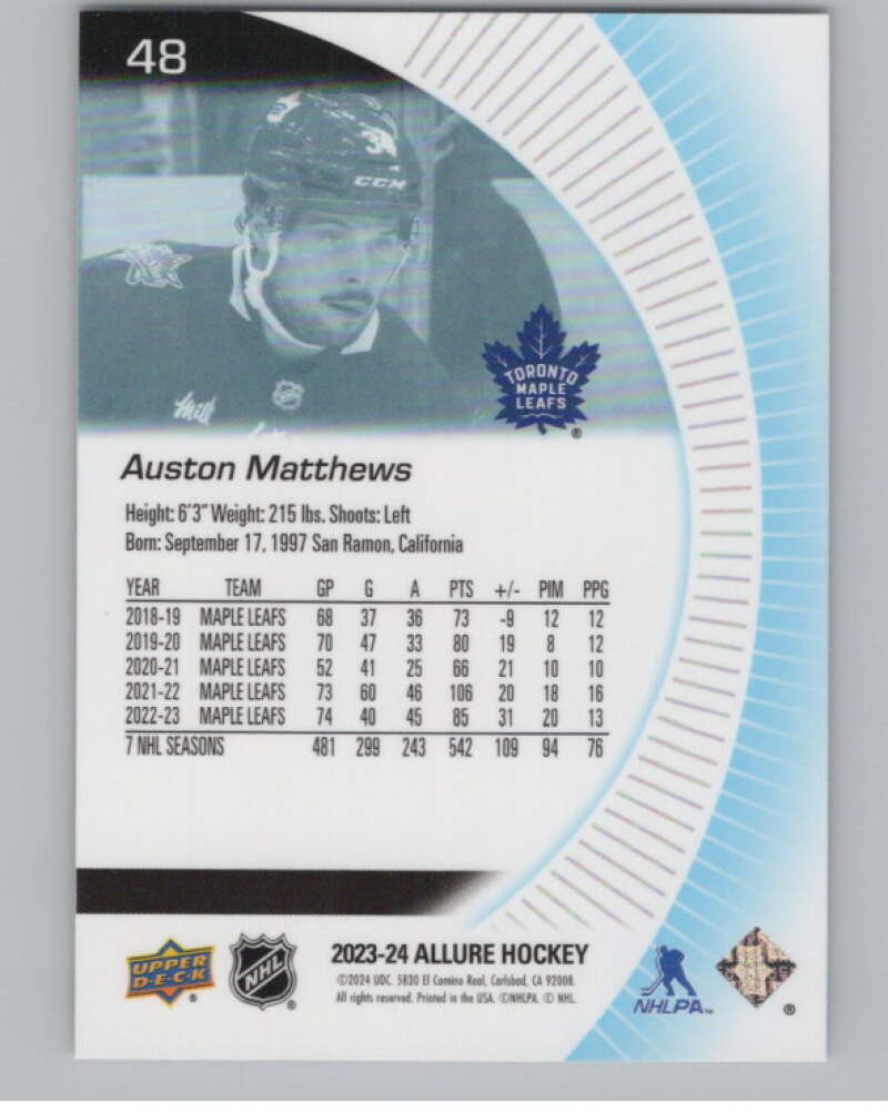 2023-24 Upper Deck Allure #48 Auston Matthews  Toronto Maple Leafs  V100629 Image 2