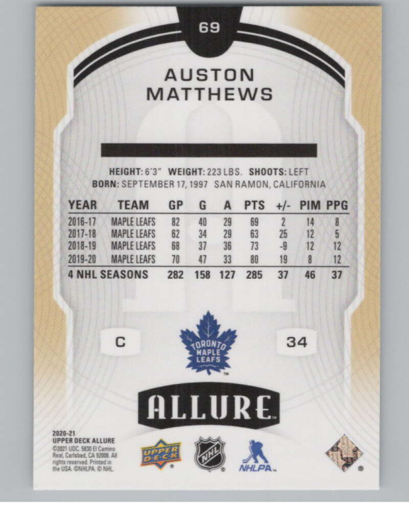 2020-21 Upper Deck Allure #69 Auston Matthews  Toronto Maple Leafs  V100632 Image 2