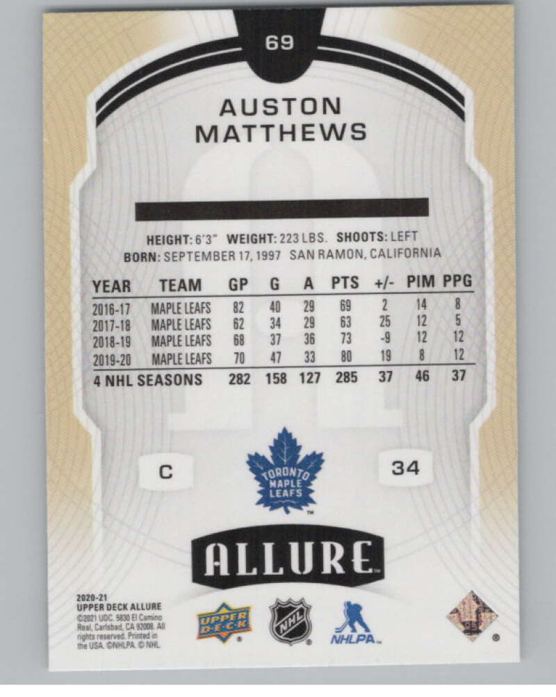 2020-21 Upper Deck Allure #69 Auston Matthews  Toronto Maple Leafs  V100634 Image 2