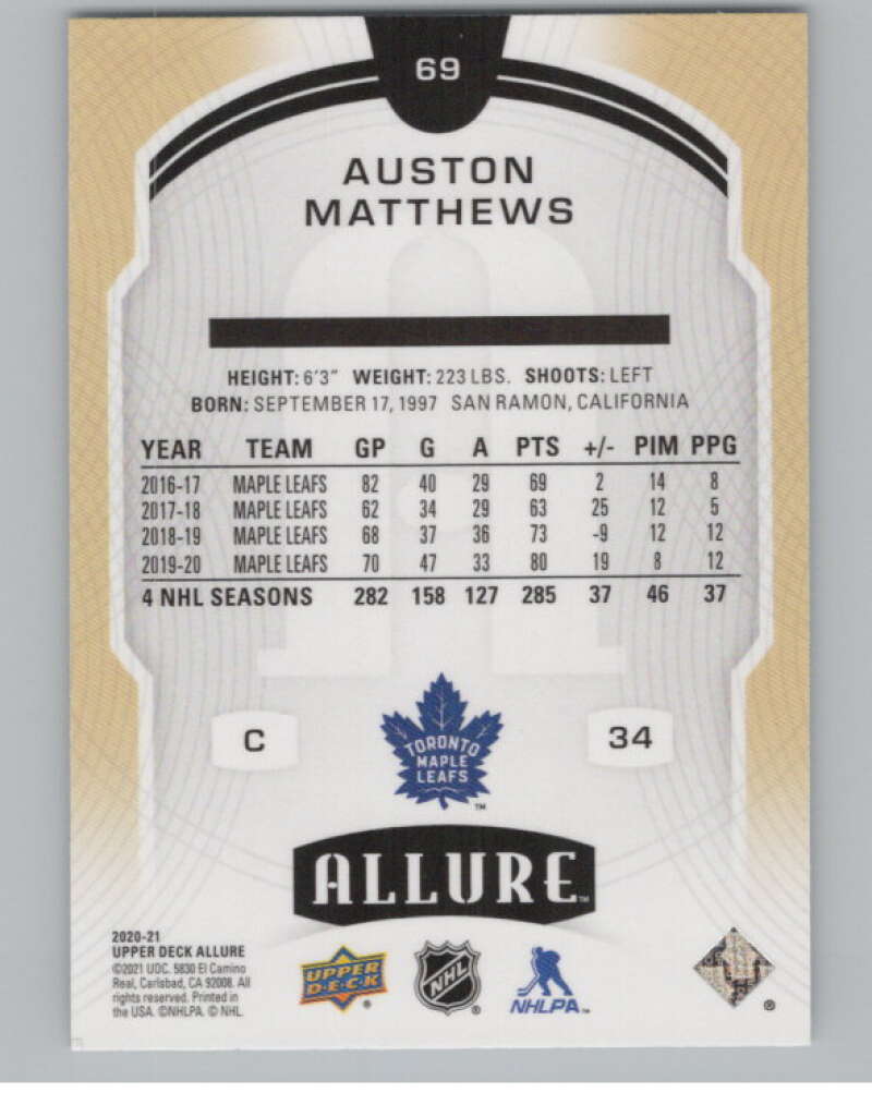 2020-21 Upper Deck Allure #69 Auston Matthews  Toronto Maple Leafs  V100637 Image 2