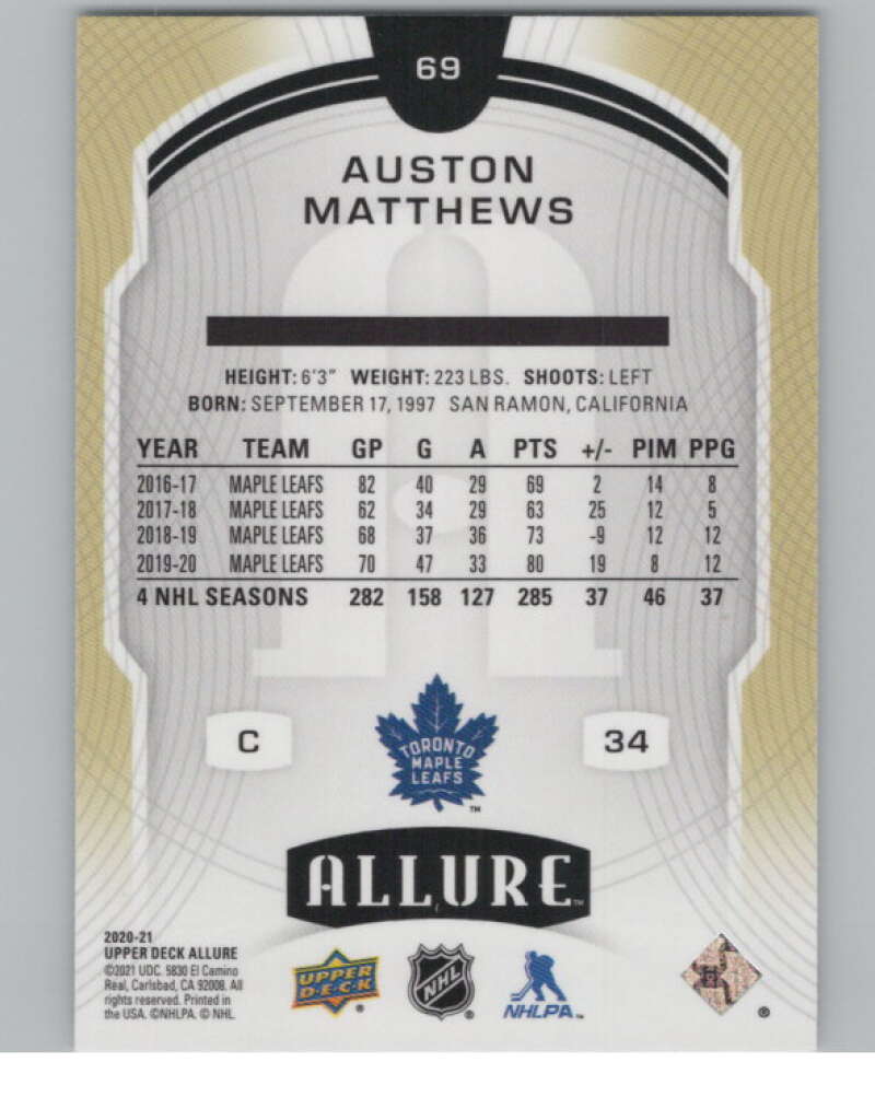 2020-21 Upper Deck Allure #69 Auston Matthews  Toronto Maple Leafs  V100638 Image 2