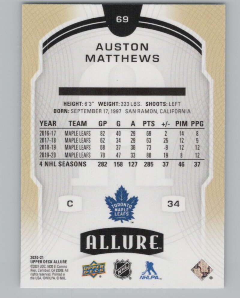 2020-21 Upper Deck Allure #69 Auston Matthews  Toronto Maple Leafs  V100639 Image 2