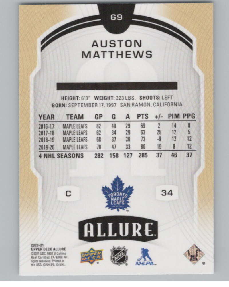 2020-21 Upper Deck Allure #69 Auston Matthews  Toronto Maple Leafs  V100641 Image 2