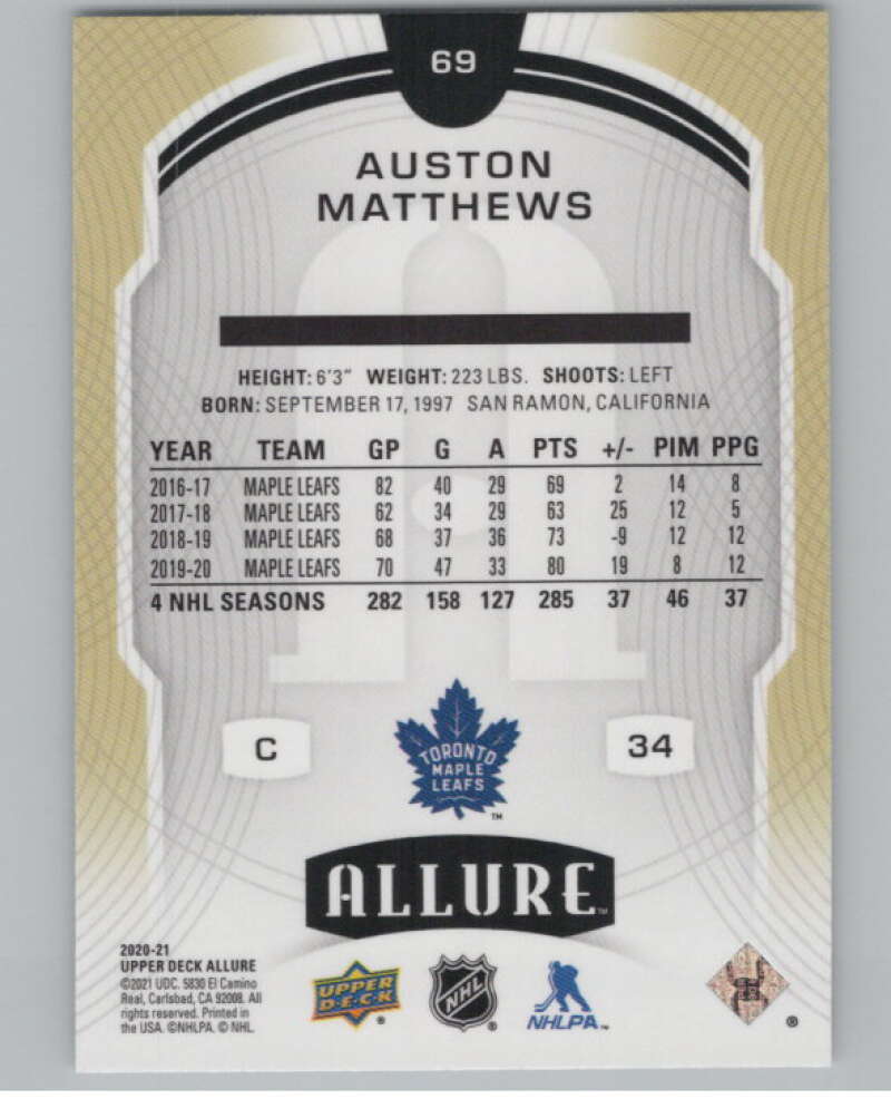 2020-21 Upper Deck Allure #69 Auston Matthews  Toronto Maple Leafs  V100642 Image 2