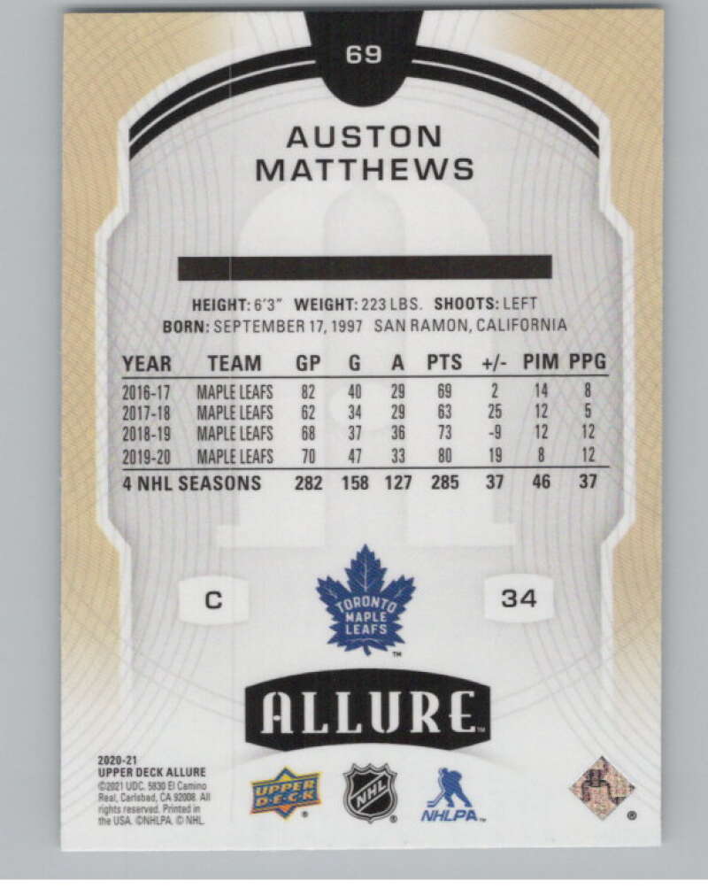 2020-21 Upper Deck Allure #69 Auston Matthews  Toronto Maple Leafs  V100643 Image 2