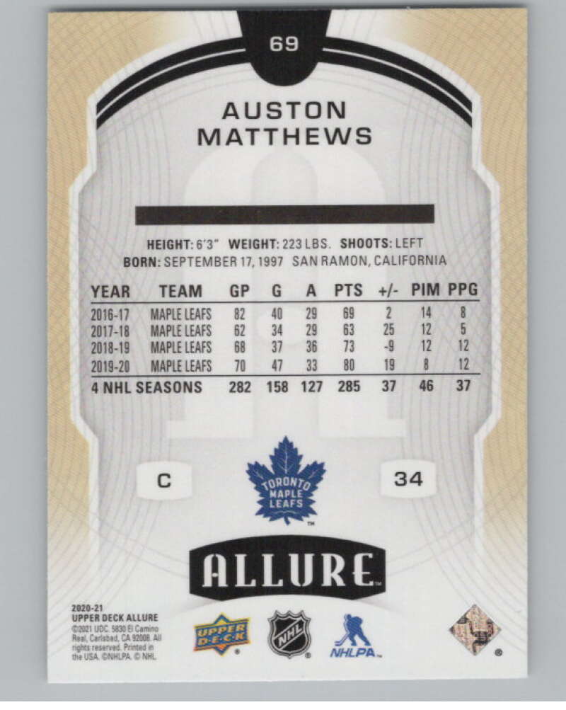 2020-21 Upper Deck Allure #69 Auston Matthews  Toronto Maple Leafs  V100644 Image 2