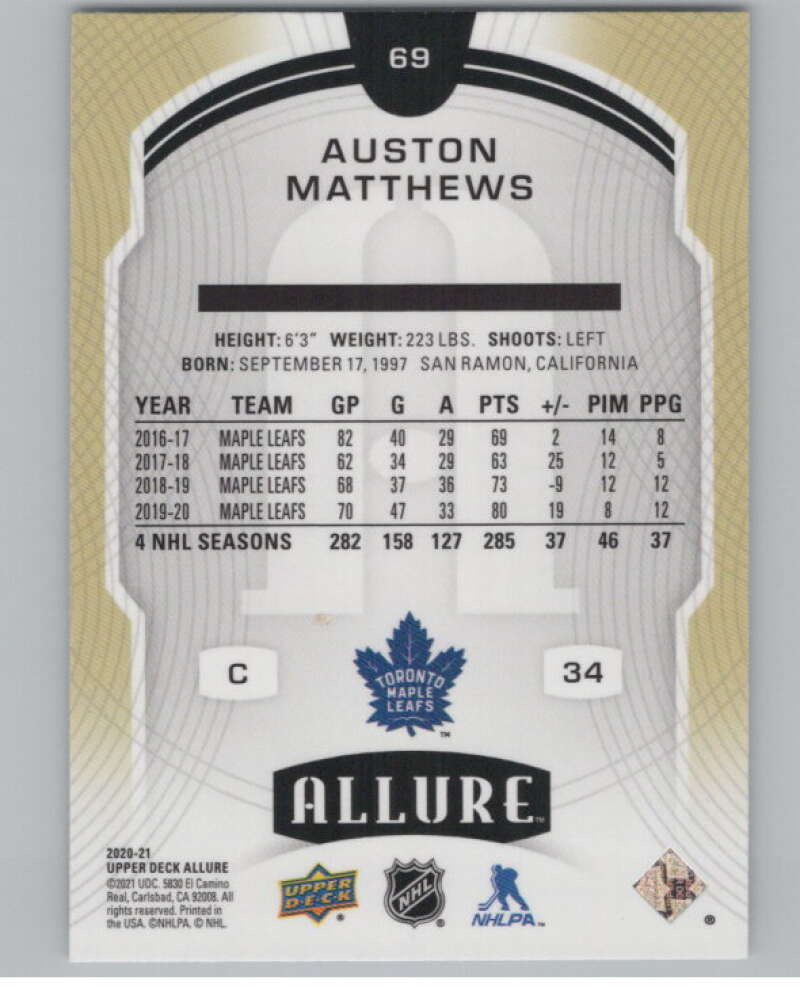 2020-21 Upper Deck Allure #69 Auston Matthews  Toronto Maple Leafs  V100645 Image 2