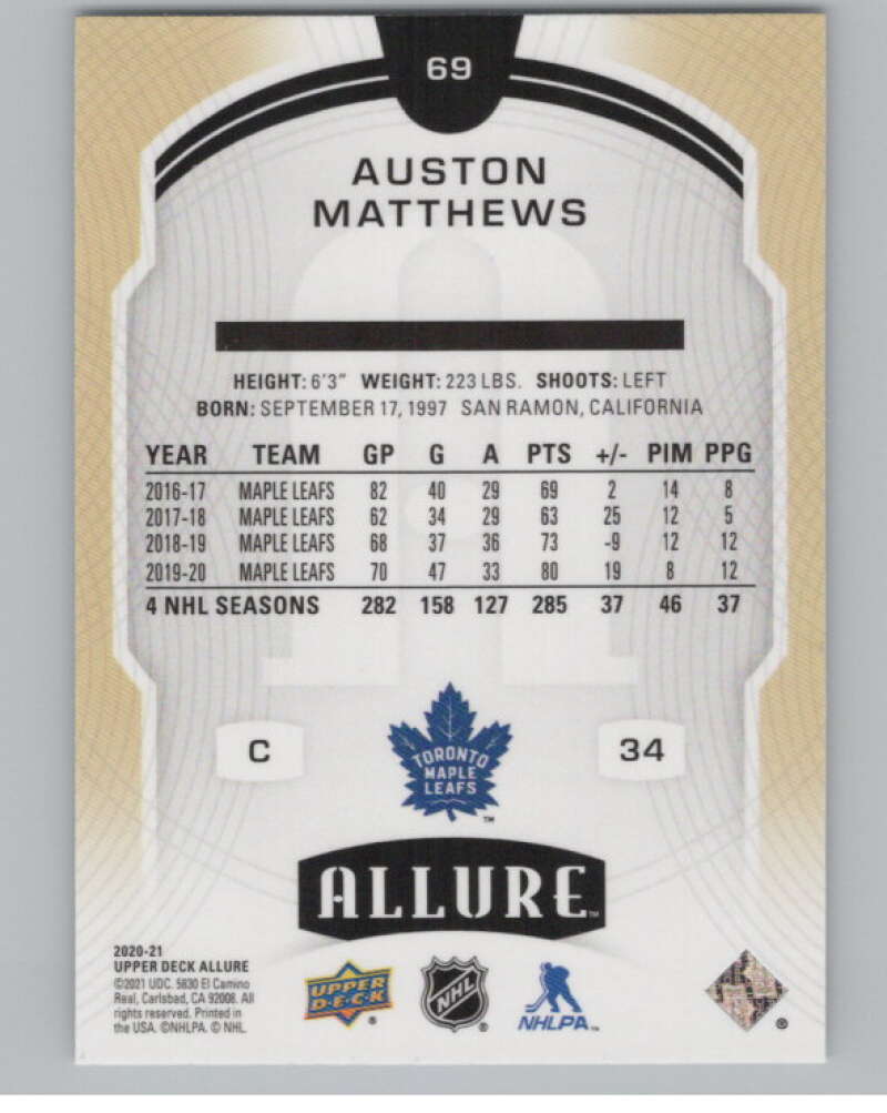 2020-21 Upper Deck Allure #69 Auston Matthews  Toronto Maple Leafs  V100646 Image 2