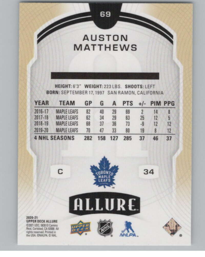 2020-21 Upper Deck Allure #69 Auston Matthews  Toronto Maple Leafs  V100648 Image 2