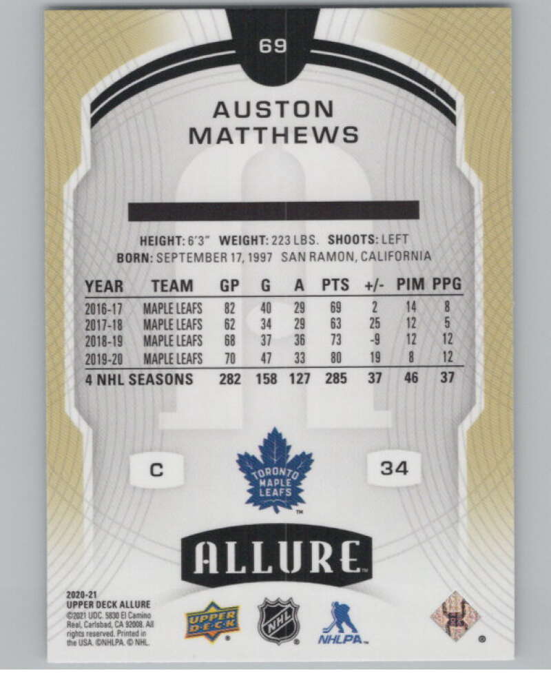 2020-21 Upper Deck Allure #69 Auston Matthews  Toronto Maple Leafs  V100649 Image 2