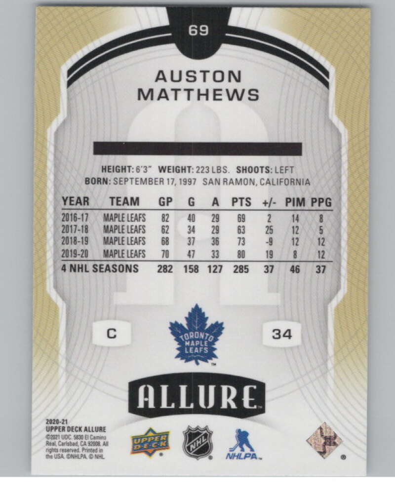 2020-21 Upper Deck Allure #69 Auston Matthews  Toronto Maple Leafs  V100651 Image 2