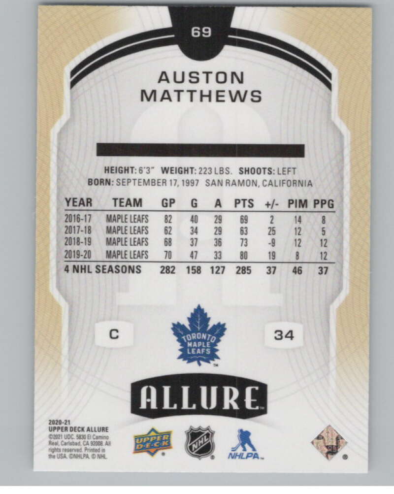 2020-21 Upper Deck Allure #69 Auston Matthews  Toronto Maple Leafs  V100652 Image 2