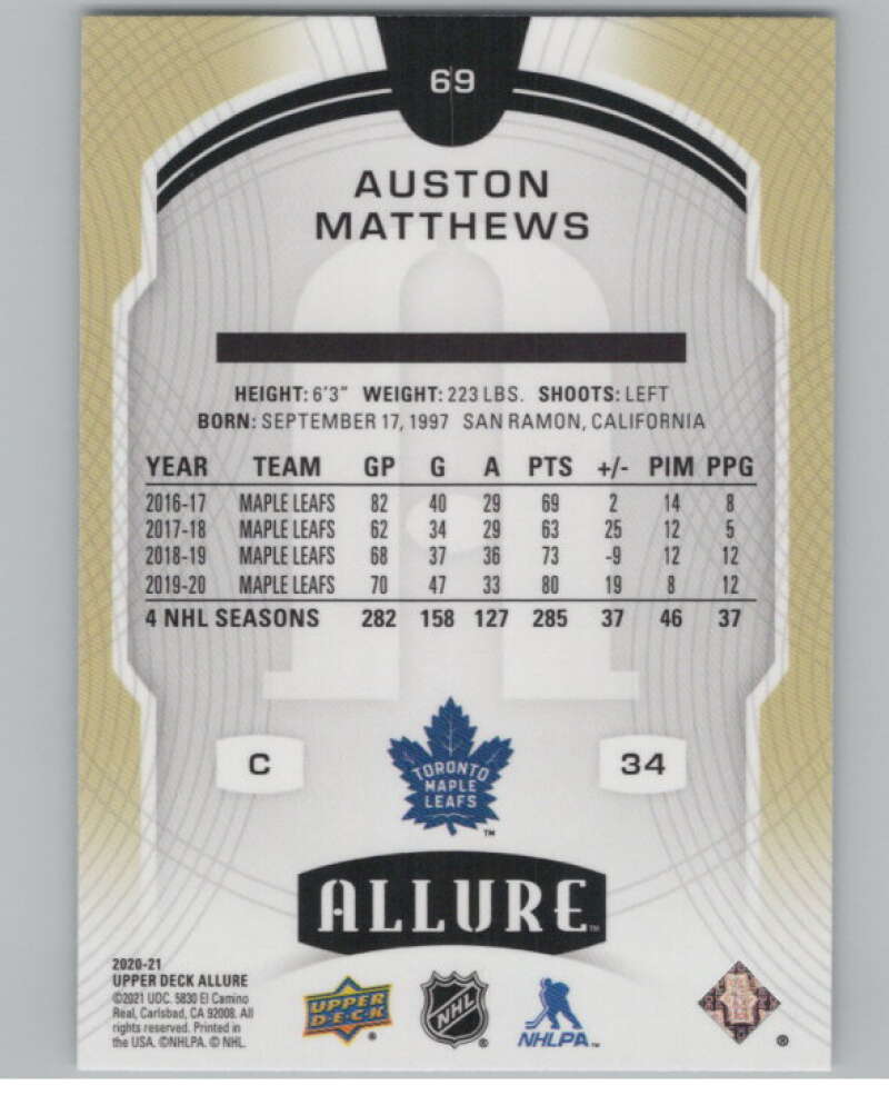2020-21 Upper Deck Allure #69 Auston Matthews  Toronto Maple Leafs  V100653 Image 2