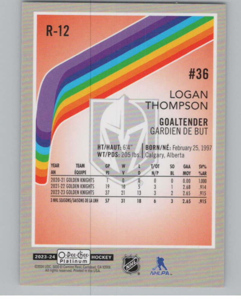 2023-24 O-Pee-Chee Platinum Retro Rainbow #R-12 Logan Thompson  V100848 Image 2