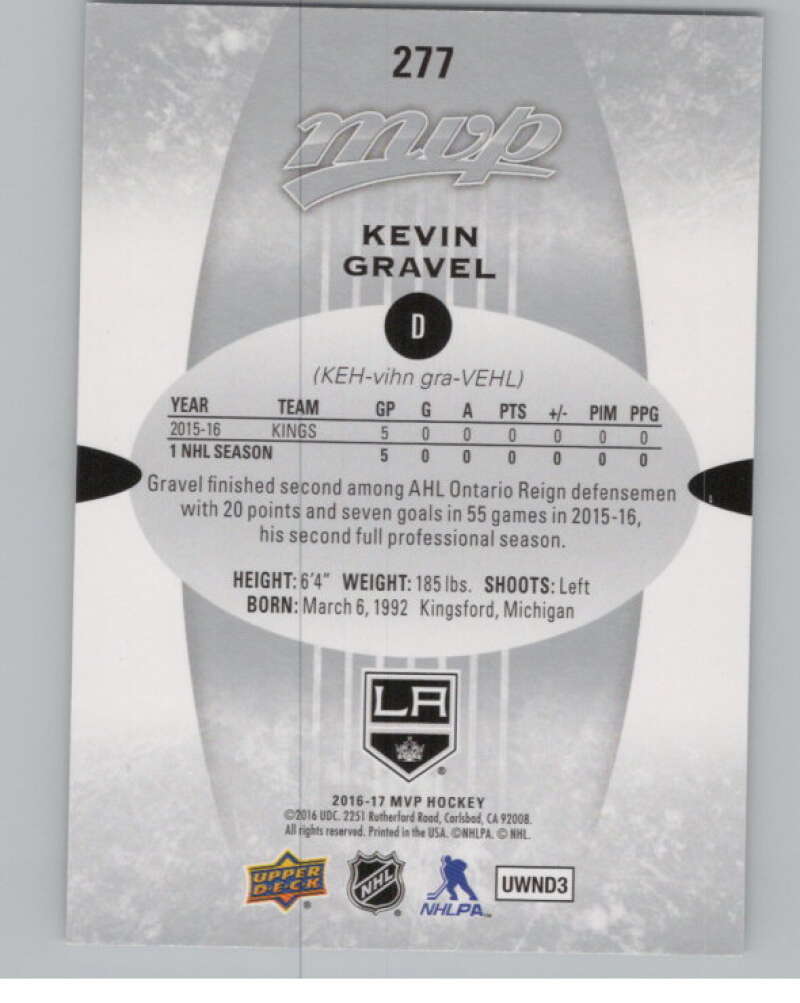 2016-17 Upper Deck MVP #277 Kevin Gravel  Los Angeles Kings  V100849 Image 2