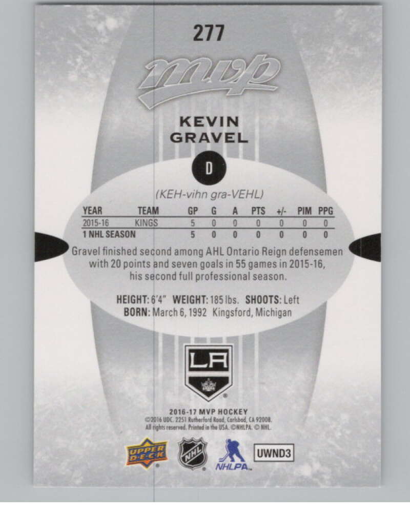 2016-17 Upper Deck MVP #277 Kevin Gravel  Los Angeles Kings  V100850 Image 2