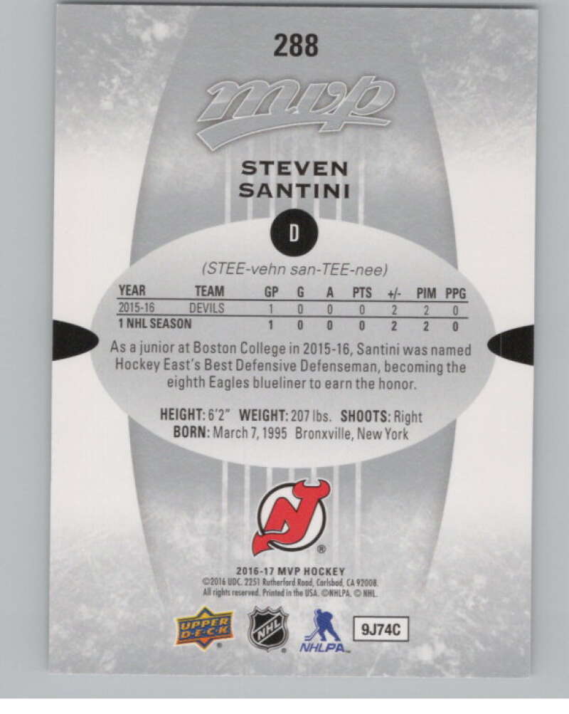2016-17 Upper Deck MVP #288 Steven Santini  New Jersey Devils  V100852 Image 2