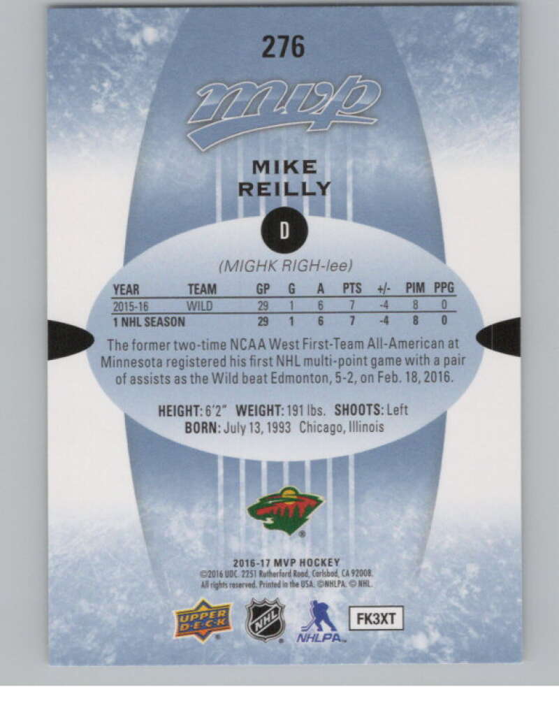2016-17 Upper Deck MVP #276 Mike Reilly  Minnesota Wild  V100856 Image 2