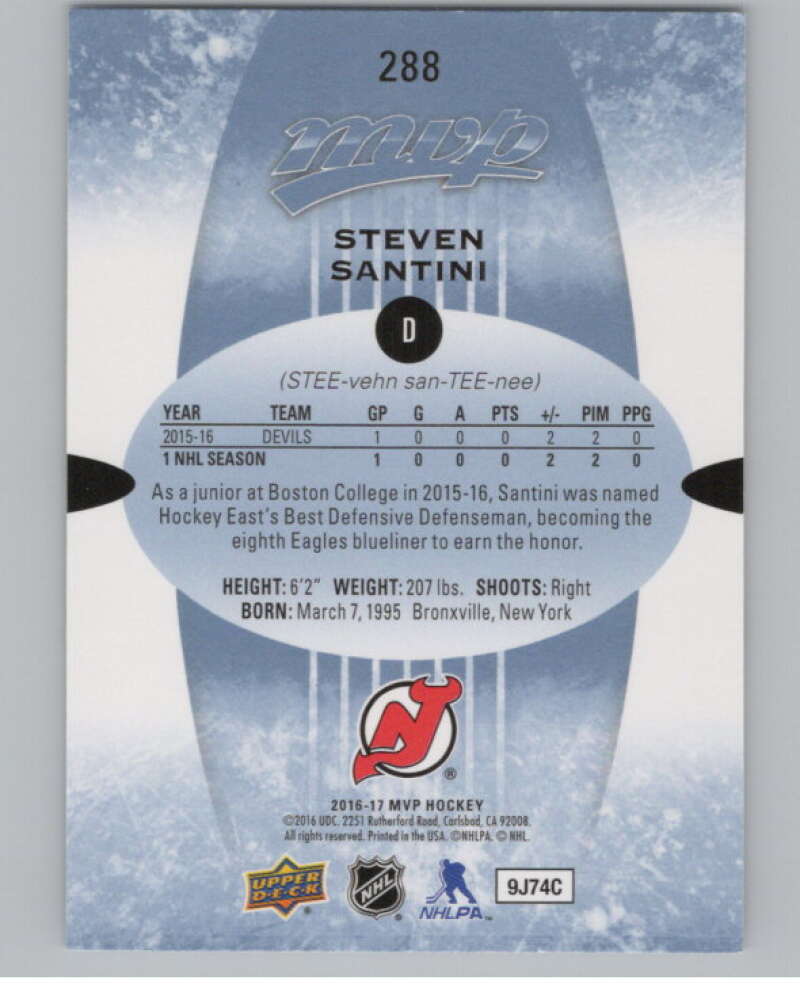 2016-17 Upper Deck MVP #288 Steven Santini  New Jersey Devils  V100862 Image 2