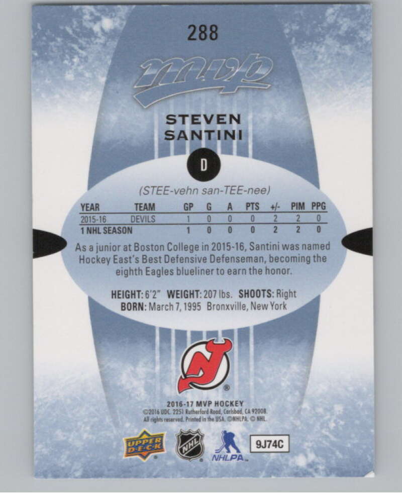 2016-17 Upper Deck MVP #288 Steven Santini  New Jersey Devils  V100863 Image 2