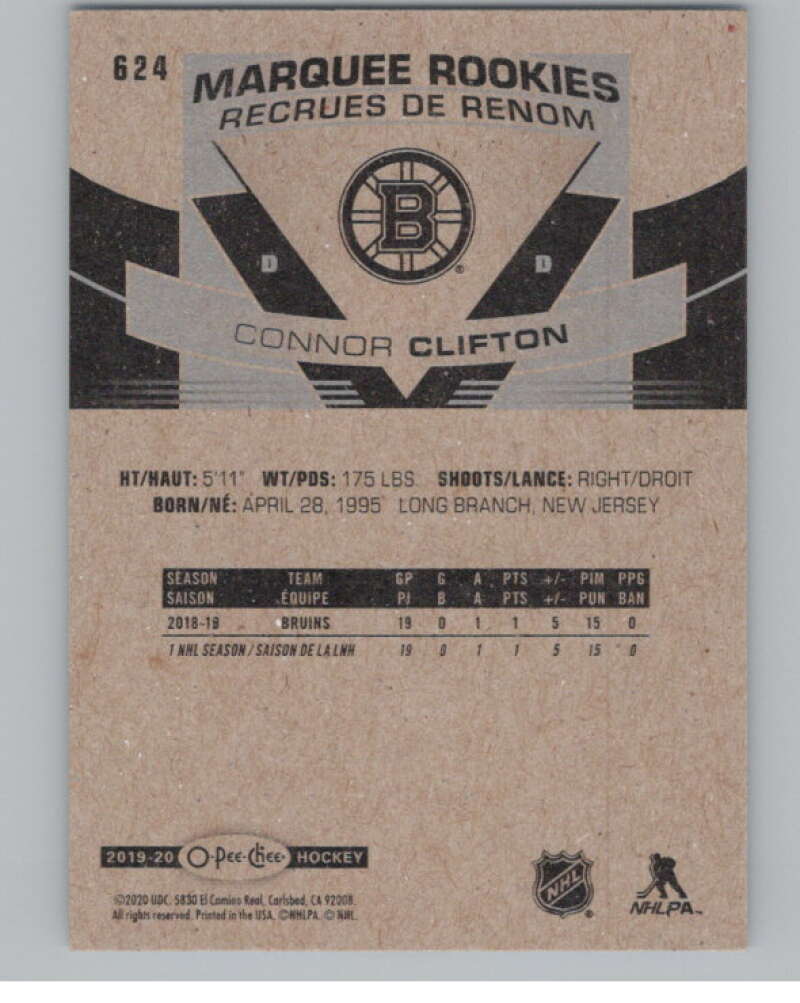 2019-20 O-Pee-Chee Blue Border #624 Connor Clifton  Boston Bruins  V100884 Image 2