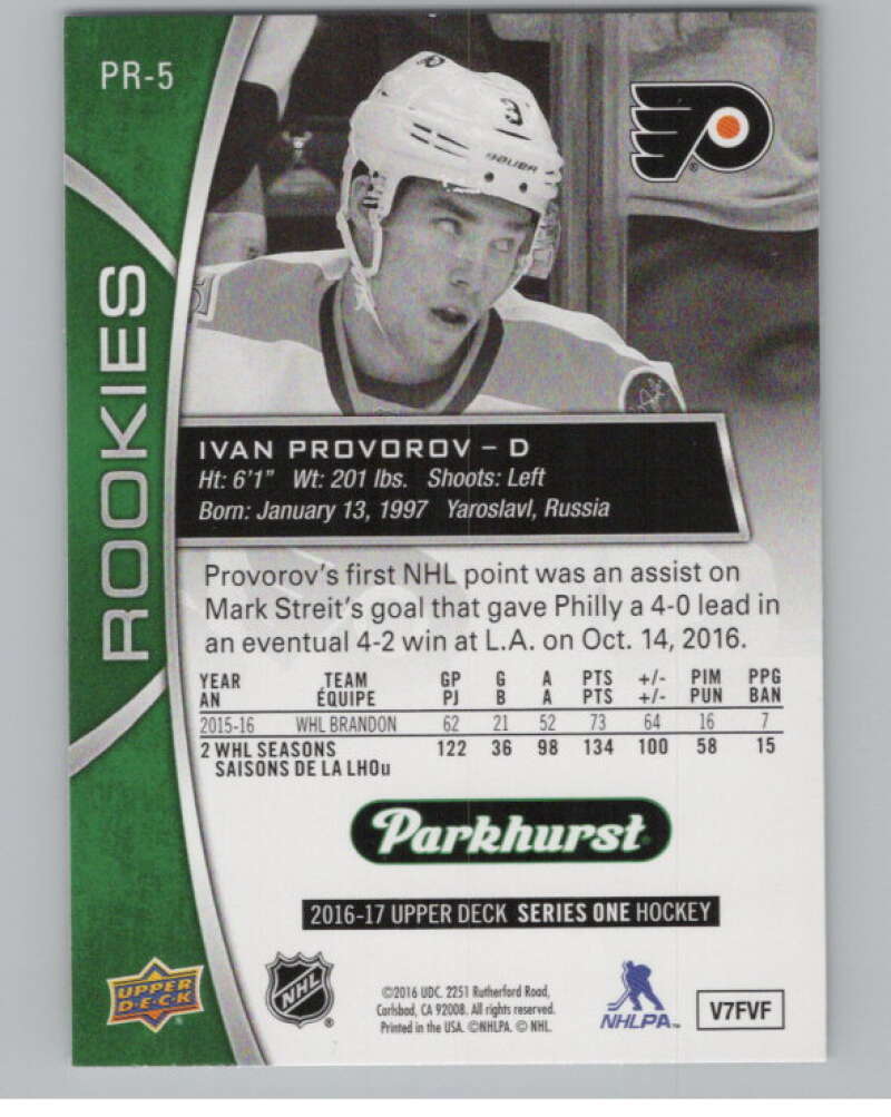 2016-17 Upper Deck Parkhurst Rookies Previews #PR-5 Ivan Provorov  V100964 Image 2