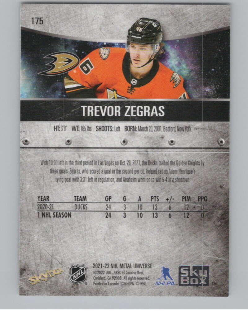 2021-22 Skybox Metal Universe #175 Trevor Zegras RC Rookie Ducks  V100969 Image 2
