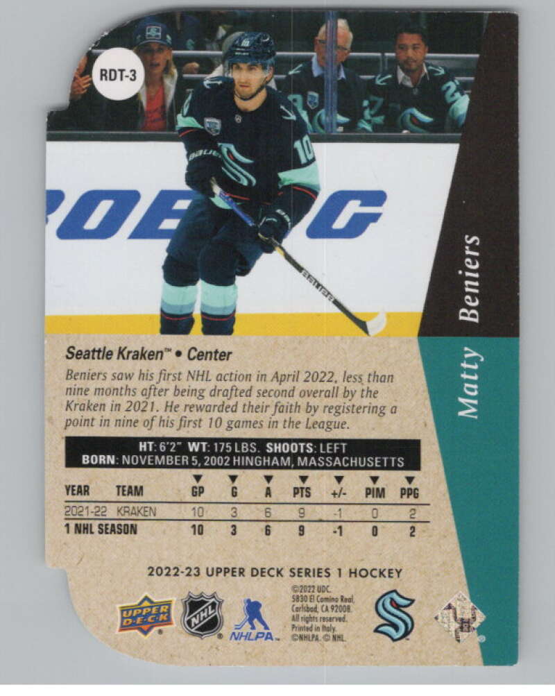 2022-23 Upper Deck 1994-95 Rookie Die-Cuts #RDT-3 Matty Beniers Kraken  V100976 Image 2