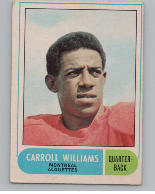 1968 O-Pee-Chee CFL #4 Carroll Williams  Montreal Alouettes  101029 Image 1