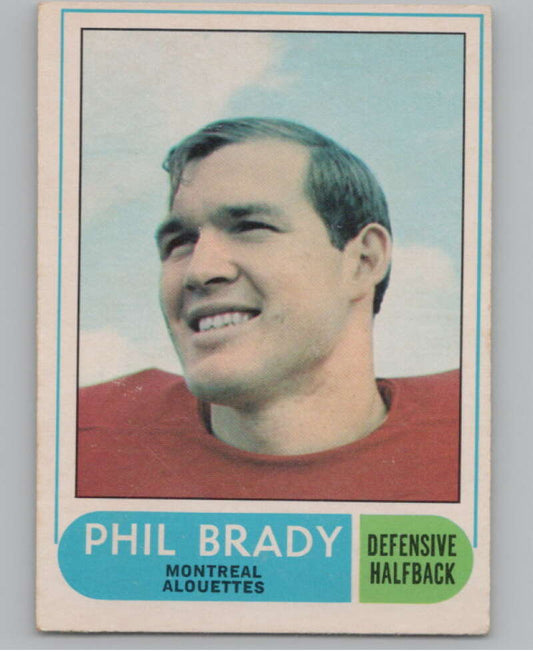 1968 O-Pee-Chee CFL #5 Phil Brady  Montreal Alouettes  101030 Image 1