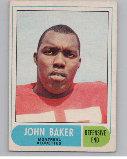 1968 O-Pee-Chee CFL #7 John Baker  Montreal Alouettes  101031 Image 1