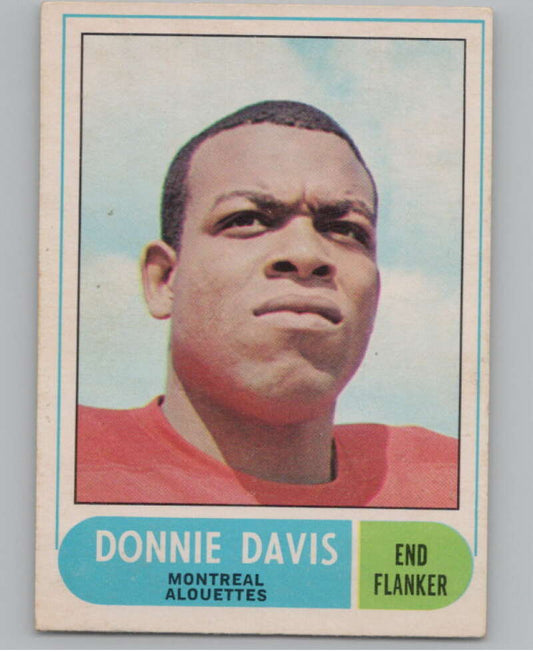 1968 O-Pee-Chee CFL #9 Donnie Davis  Montreal Alouettes  101032 Image 1