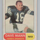 1968 O-Pee-Chee CFL #31 Dave Mann  Toronto Argonauts  101046 Image 1