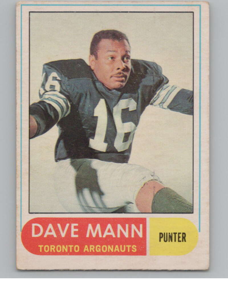 1968 O-Pee-Chee CFL #31 Dave Mann  Toronto Argonauts  101046 Image 1